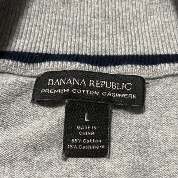 Banana Republic Mens Gray Blue Colorblock Cotton Cashmere Mock Neck Sweater Sz L - Picture 5 of 9